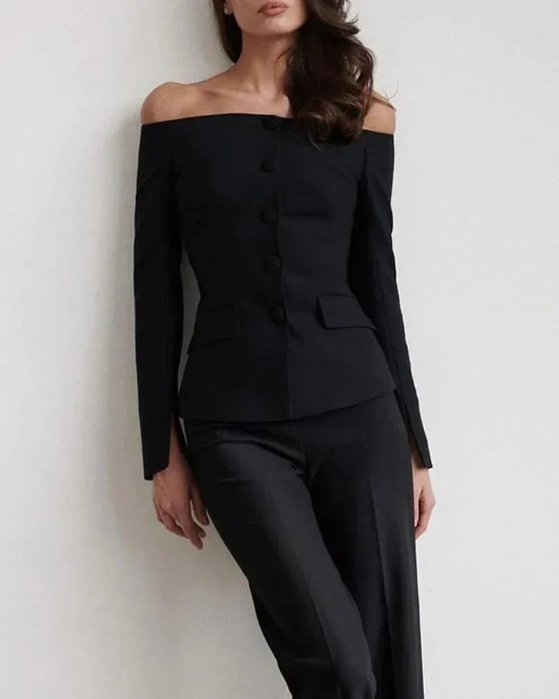 Elegante Blouse en Broek Set Dames - Slimfit - Klassieke Elegantie - Essential Elegance