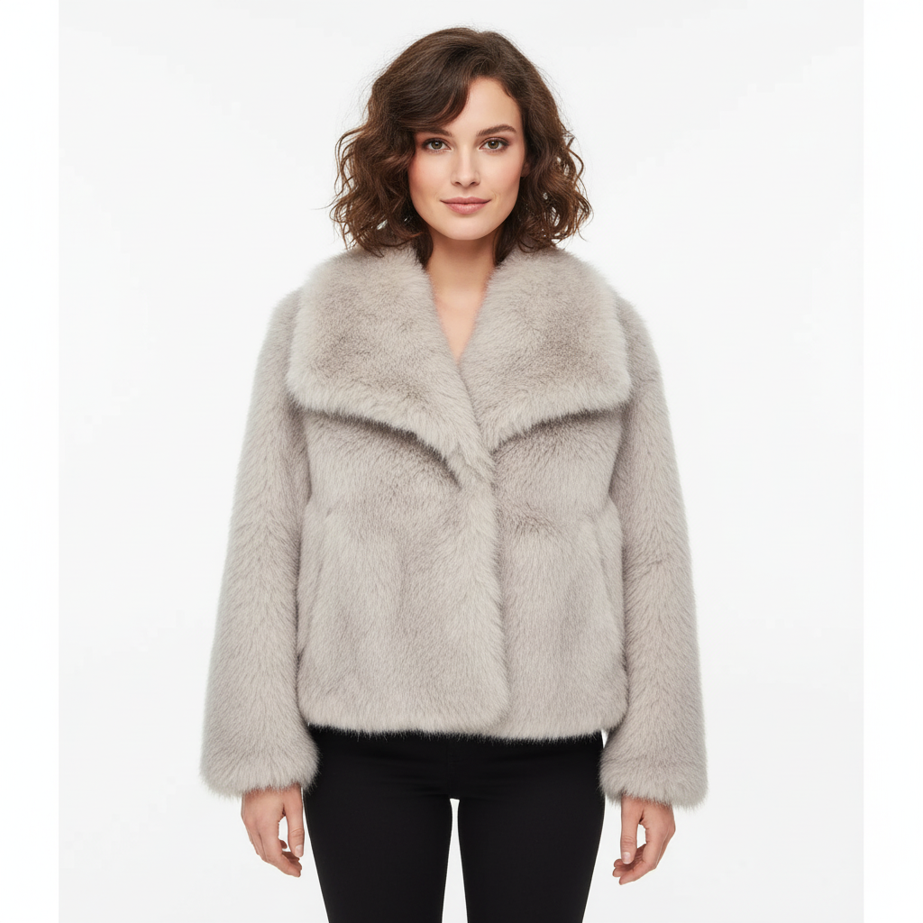 Visconte | Dames Wintermantel | Fluffy kunstbont jas, reverskraag, losse pasvorm, warme winterjas