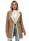 Visconte | Dames Lange Mantel | Wolblend double-breasted coat, contrastdetails, elegante warme winterjas