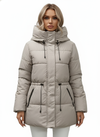 Visconte | Dames Mid-Length Winterjas | Polyester met fleecevoering, gouden accenten, piping detail, warme beige jas