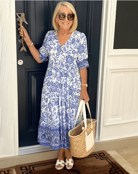 Jurk - Prachtige Print - V-hals, Driekwart Mouwen - Perfect ...