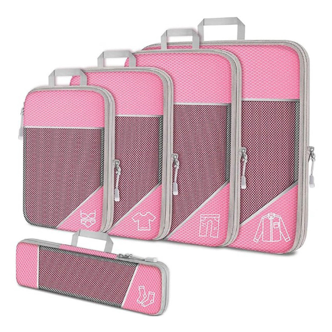 Kompressie Reisorganisers | Slimme Inpakoplossing | Ruimtebesparende Bagage Cubes | Perfect Voor Vakanties & Zakenreizen | 5-delig Set | Lichtgewicht & Duurzaam | Maximale Ruimtebesparing | Avontuurlijke Reiskompanen