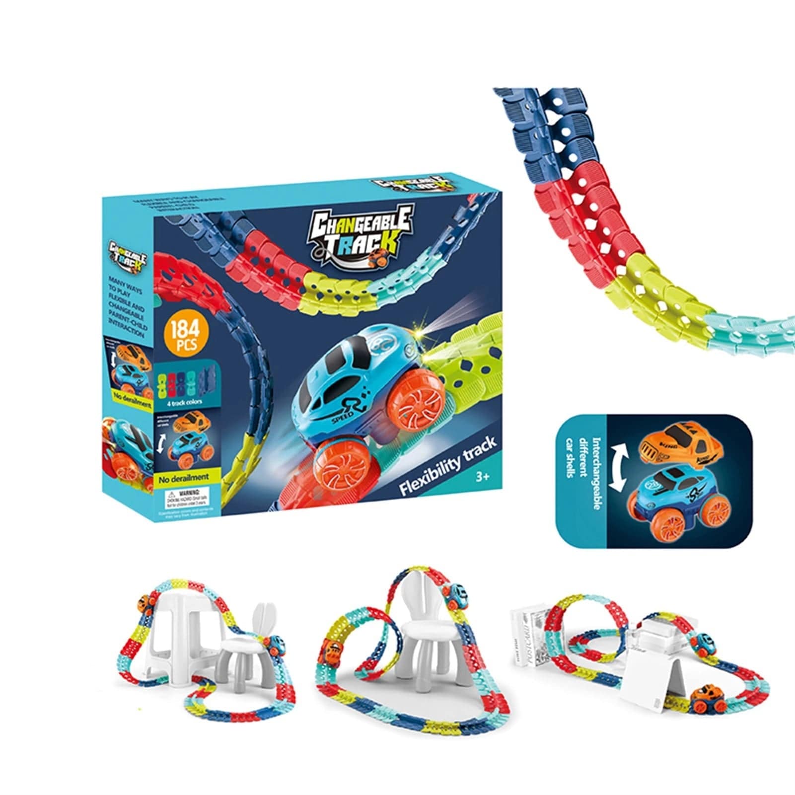 KidsPlay | Magnetische Autospeelbaan | Montessori Speelgoed | Verbeter Hand-Oog Coördinatie | Ontwikkel Verbeeldingsvermogen | Gloeit in het Donker | Veilig & Duurzaam Materiaal | Cadeau voor Kinderen
