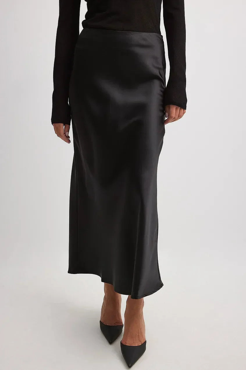 Chique satijnen maxi rok