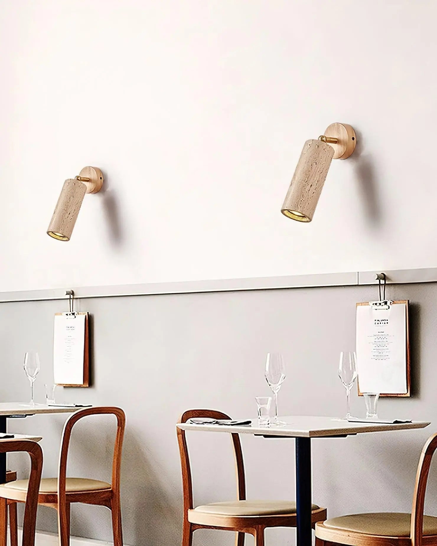 Lâit Wandlamp – Luxe Design met Houten en Travertijnen Details
