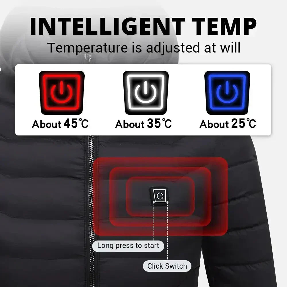 Frostiq Verwarmde Winterjas Unisex - Oplaadbare Puffer Jas met Verwarmingszones en Temperatuurregeling - Voor Dames en Heren, Accu Inbegrepen