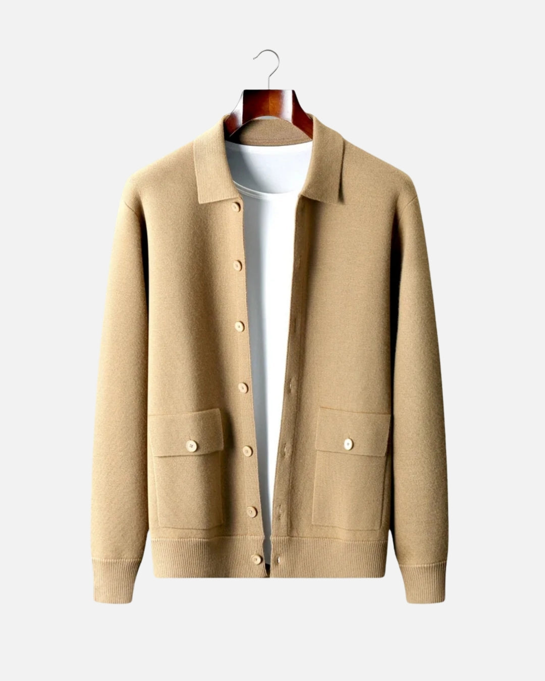 Merinowollen Luxe Overshirt met Knopen - Honing
