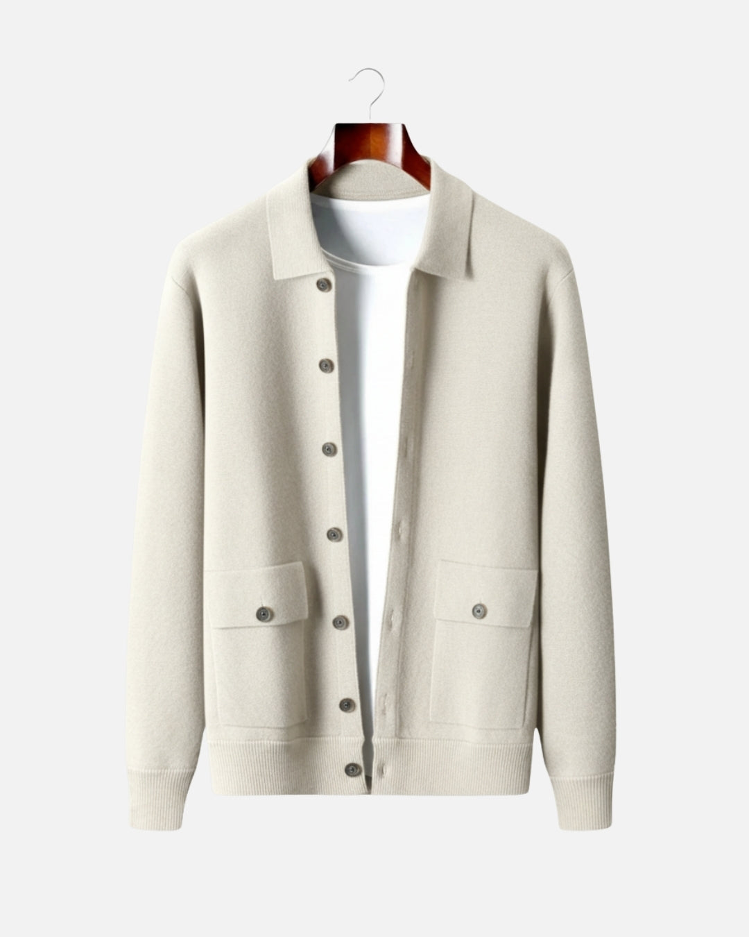 Merinowollen Luxe Overshirt met Knopen - Wit