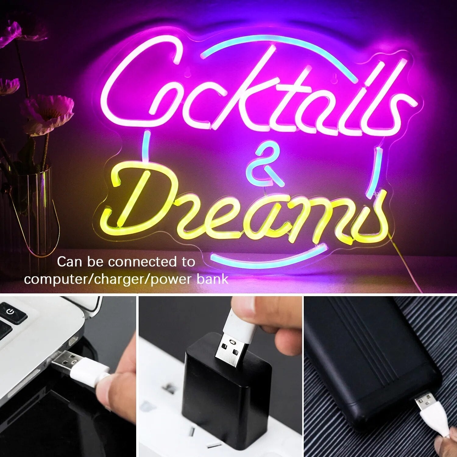 LED Neon Muurbord CocktailGlow - Perfecte Decoratie voor Feesten