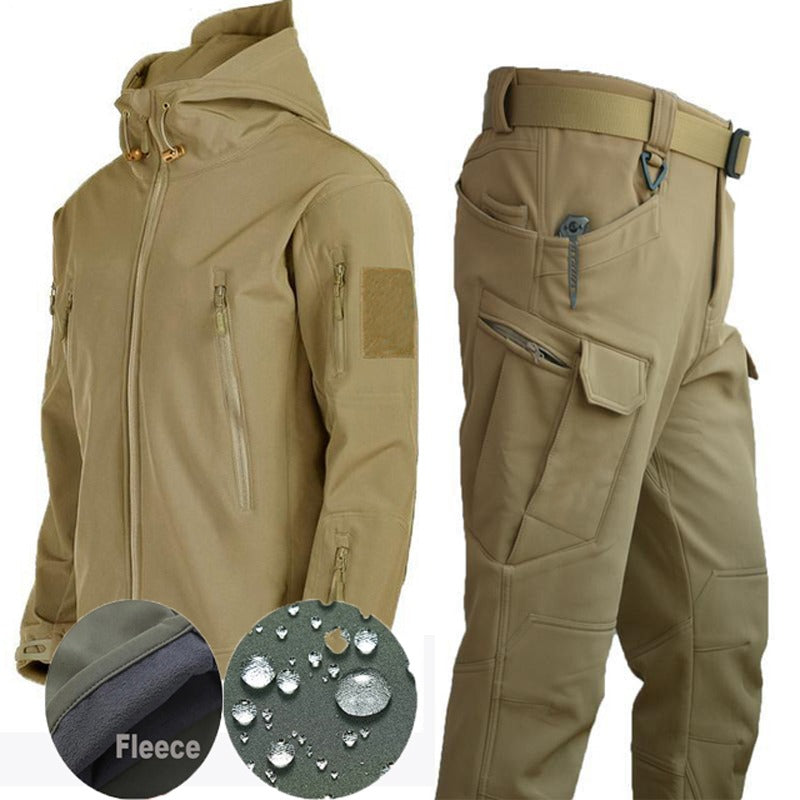 Northpeak Heren Outdoor Set - Gevoerde Winterjas met Capuchon en Cargobroek - Warme Tactische Outdoorkleding, Los of als Set in Khaki, Groen en Zwart